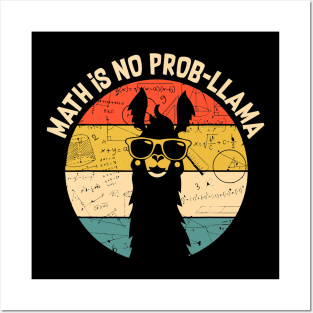 Retro Vintage Math is No Prob-Llama Funny Math Teacher Posters and Art